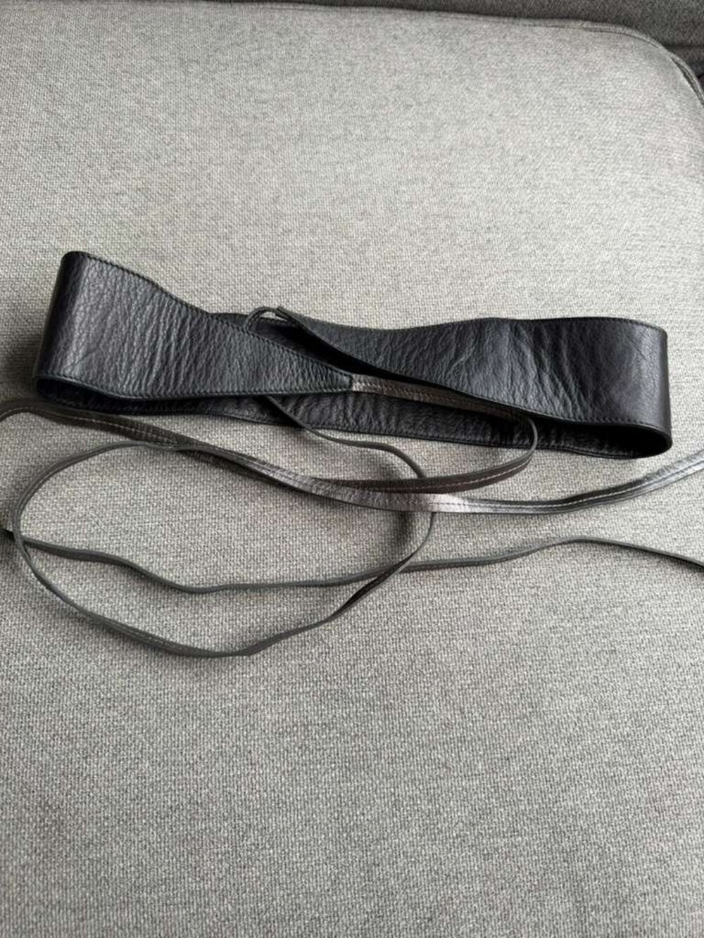 Eileen Fisher Black Silver Tie Wrap Belt Large